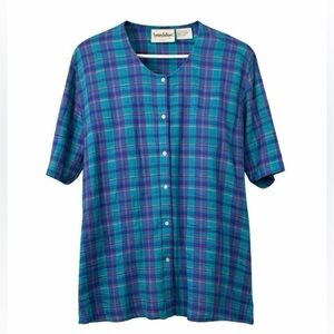 Vintage women’s Northern Reflections Plaid Button-Up Shirt – Size Large